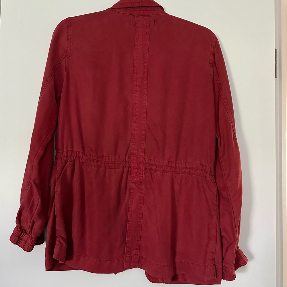 Rustic Red Utility Jacket With Zipper Details - image 7
